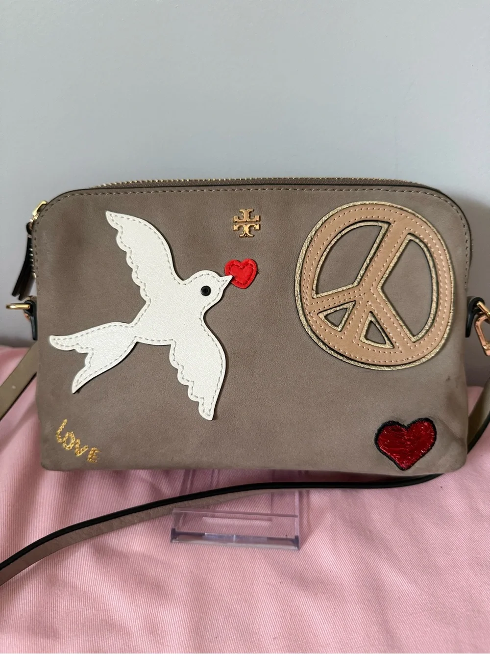 Tory Burch Love and Peace Suede Crossbody